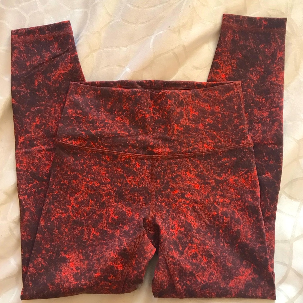 Wunder train high rise tight, 25” - denim wash print autumn red black - 6